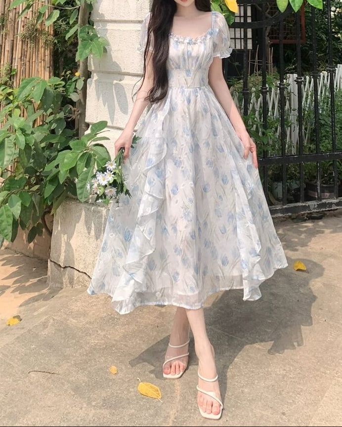 《選べる2カラー》夢咲く庭園のプリンセスワンピース（全2色）