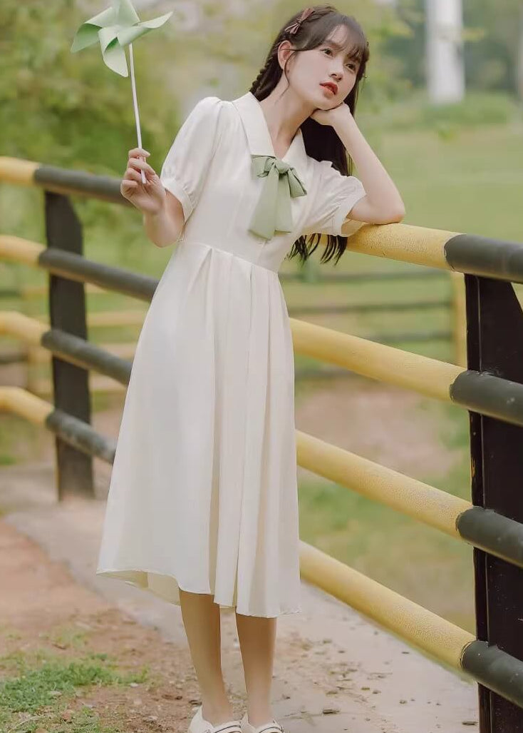 《選べるリボンカラー》風にほどける午後のリボンワンピース（全2色）