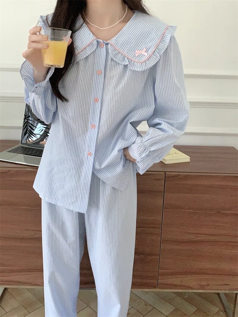 【2点セット】星降る夜のストライプルームウェア（全2色）