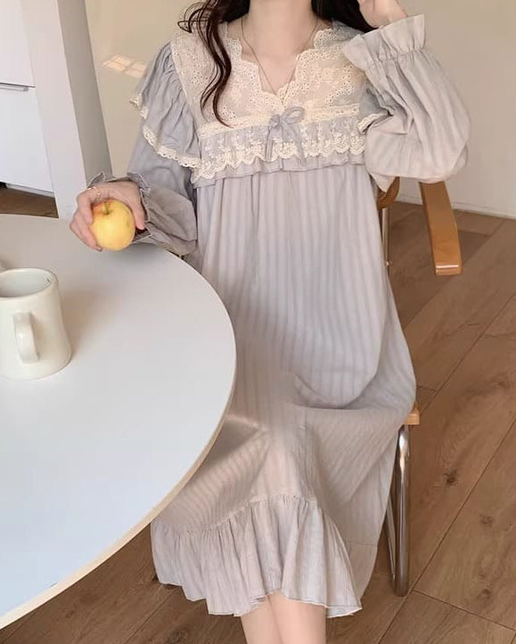 【選べる2タイプ】月明かりのレースと夢語りルームウェア（全2色）