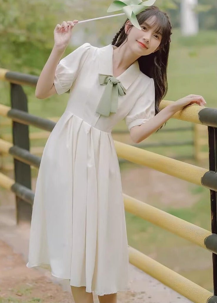 《選べるリボンカラー》風にほどける午後のリボンワンピース（全2色）