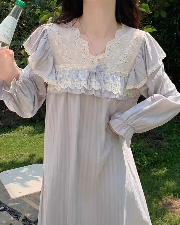 【選べる2タイプ】月明かりのレースと夢語りルームウェア（全2色）