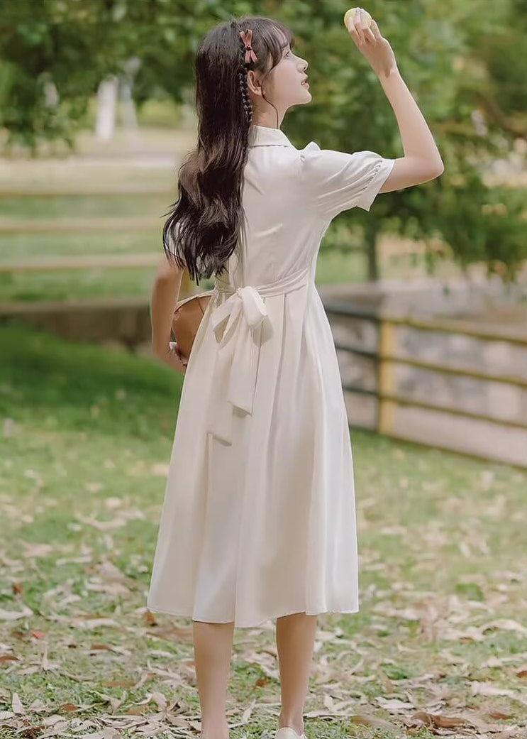 《選べるリボンカラー》風にほどける午後のリボンワンピース（全2色）