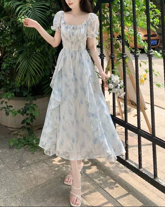 《選べる2カラー》夢咲く庭園のプリンセスワンピース（全2色）