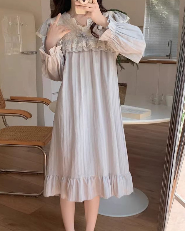 【選べる2タイプ】月明かりのレースと夢語りルームウェア（全2色）