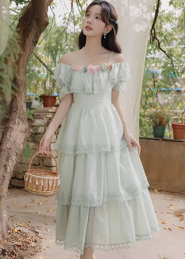 《ふんわりお姫様スカート》おとぎ話の花園ティアードワンピース