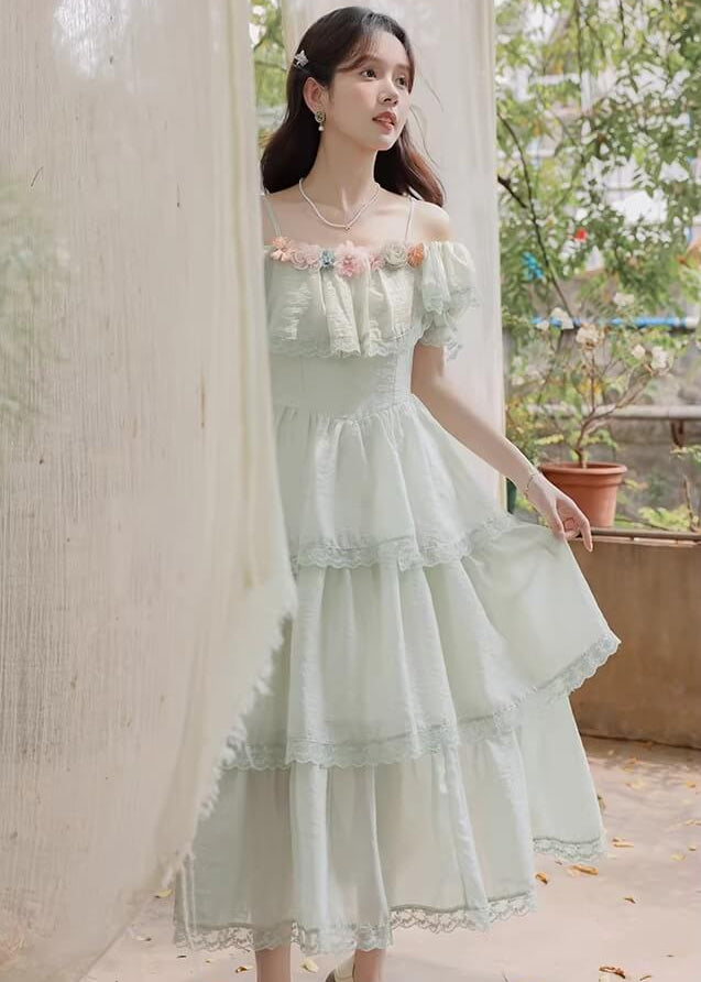 《ふんわりお姫様スカート》おとぎ話の花園ティアードワンピース