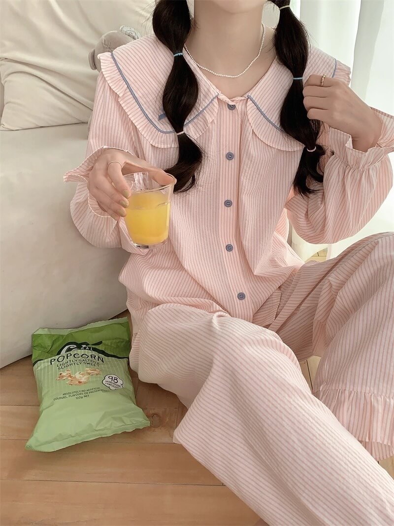 【2点セット】星降る夜のストライプルームウェア（全2色）