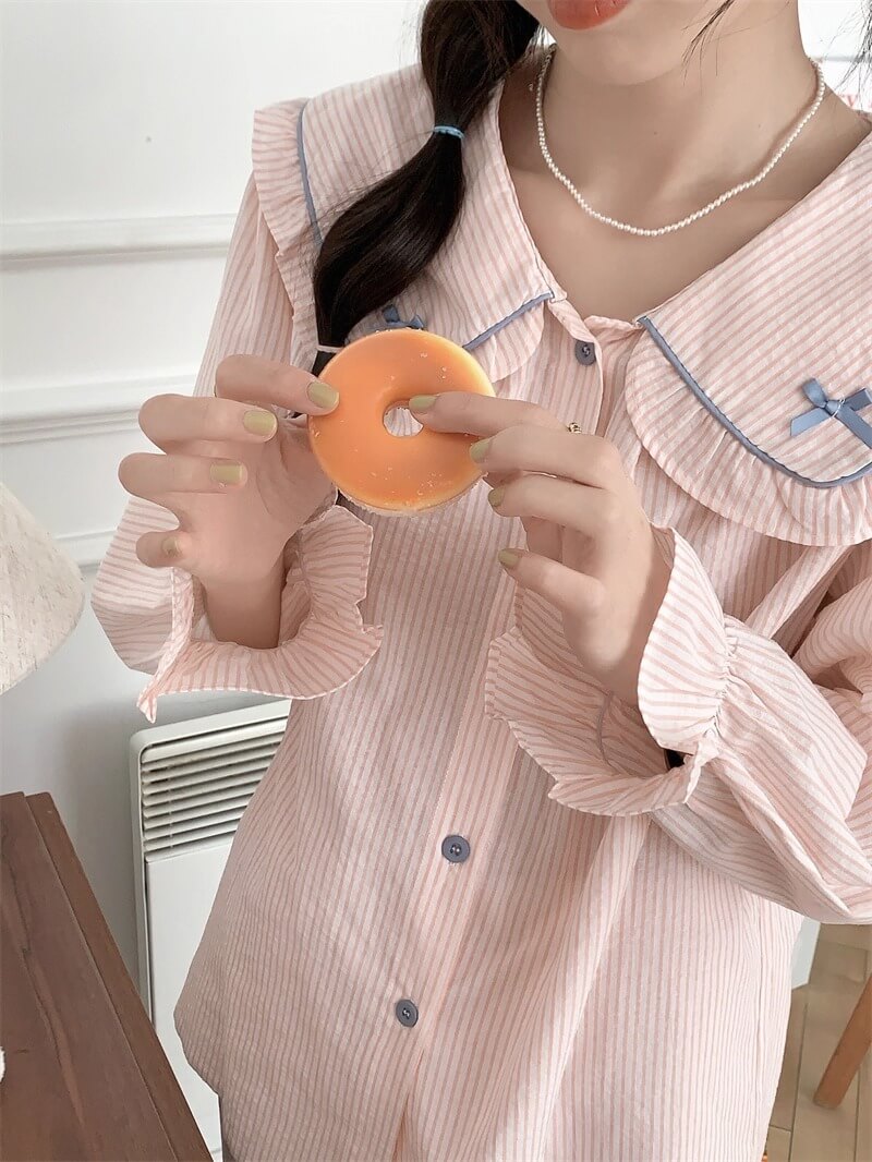 【2点セット】星降る夜のストライプルームウェア（全2色）