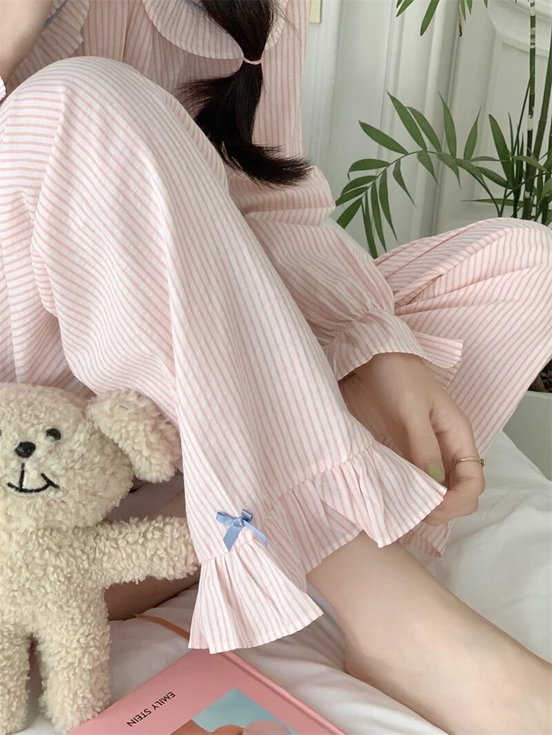 【2点セット】星降る夜のストライプルームウェア（全2色）