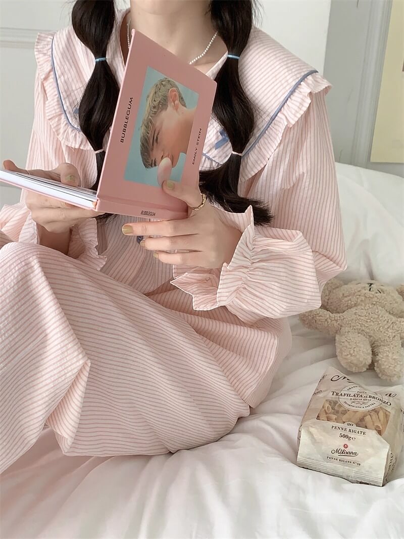 【2点セット】星降る夜のストライプルームウェア（全2色）