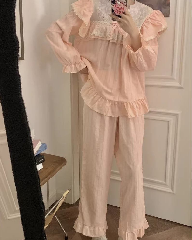 【選べる2タイプ】月明かりのレースと夢語りルームウェア（全2色）