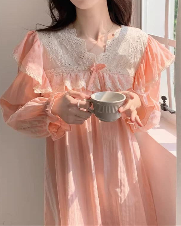 【選べる2タイプ】月明かりのレースと夢語りルームウェア（全2色）