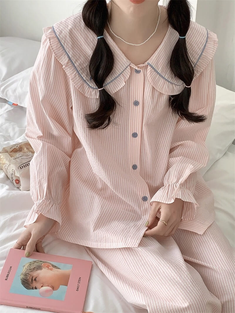 【2点セット】星降る夜のストライプルームウェア（全2色）