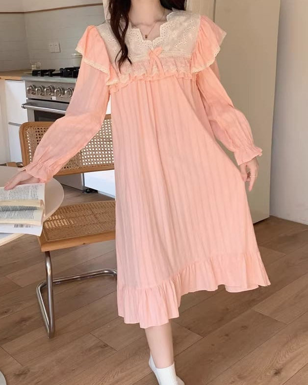 【選べる2タイプ】月明かりのレースと夢語りルームウェア（全2色）