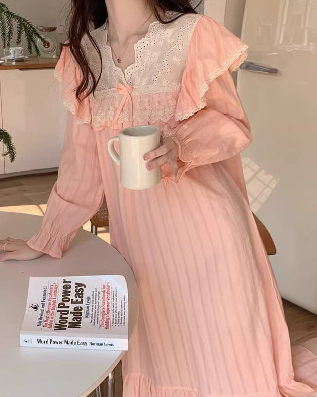 【選べる2タイプ】月明かりのレースと夢語りルームウェア（全2色）