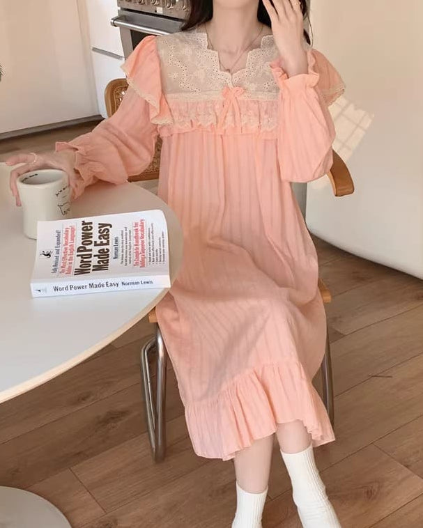 【選べる2タイプ】月明かりのレースと夢語りルームウェア（全2色）