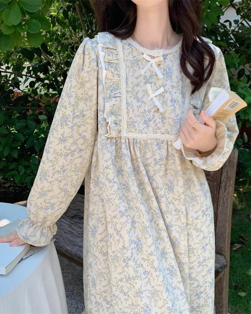 【選べる2タイプ】花咲く窓辺でまどろむルームウェア（全2色）