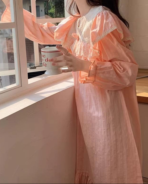 【選べる2タイプ】月明かりのレースと夢語りルームウェア（全2色）