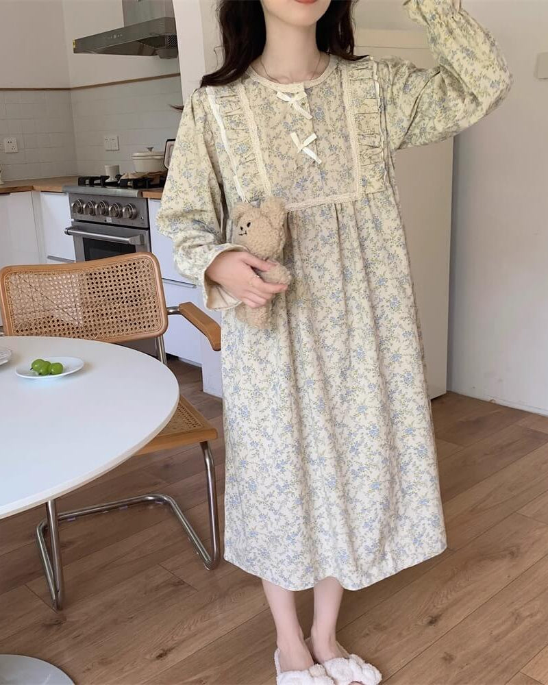 【選べる2タイプ】花咲く窓辺でまどろむルームウェア（全2色）