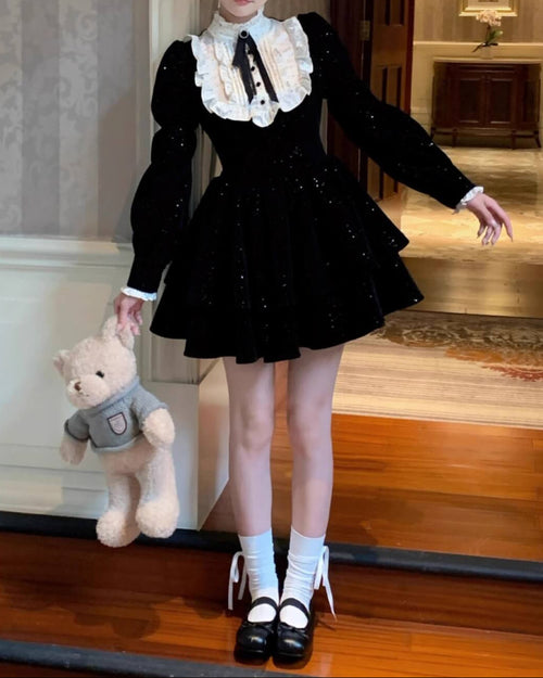 【キラキラ素材】 星降る夜のメヌエットワンピース