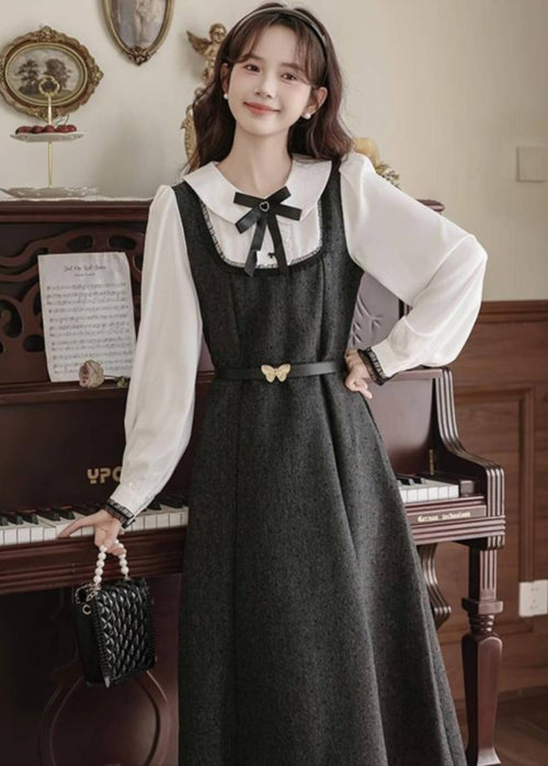 【コーデのワンポイントになるベルト付き】静かな誓いのワンピース