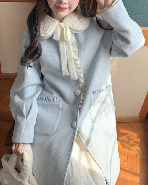 【ふわもこつけ襟付き】夢みる午後のミルキーシュガーコート