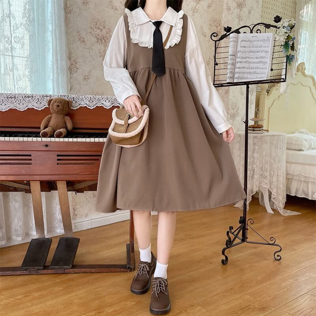 秘密の夢を見るワンピース（全3色） ブラウン