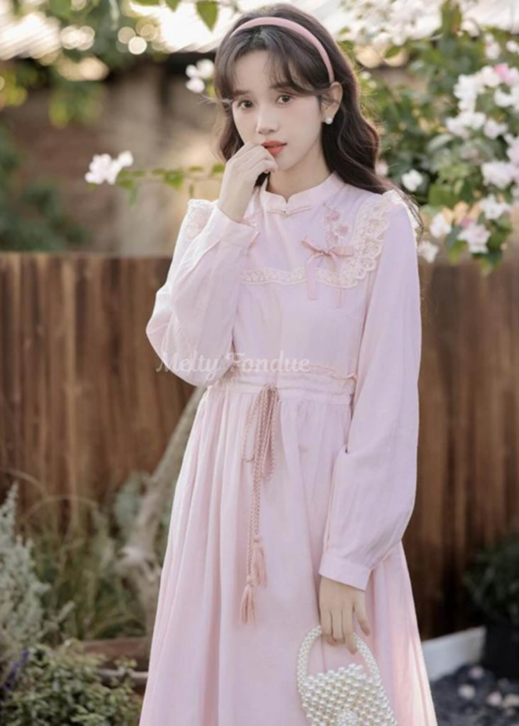 薔薇色の小道ワンピース