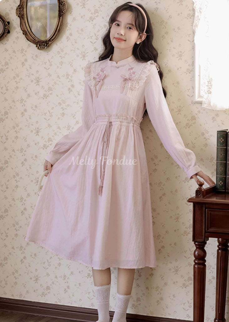 薔薇色の小道ワンピース