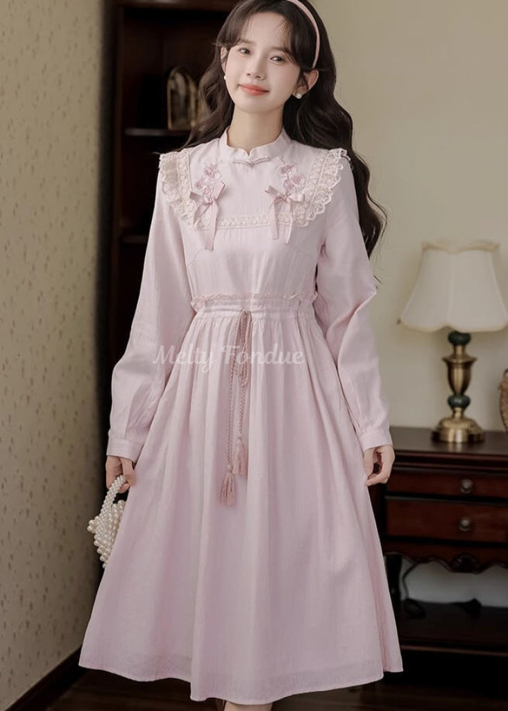 薔薇色の小道ワンピース