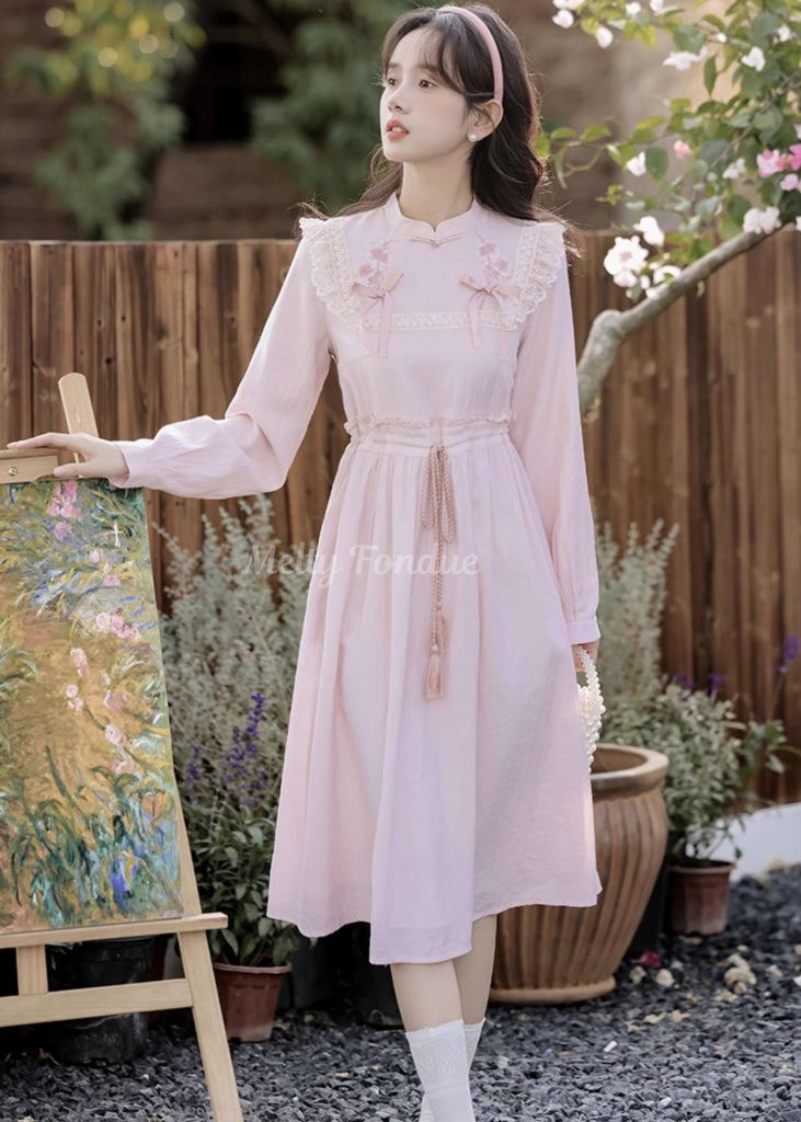 薔薇色の小道ワンピース