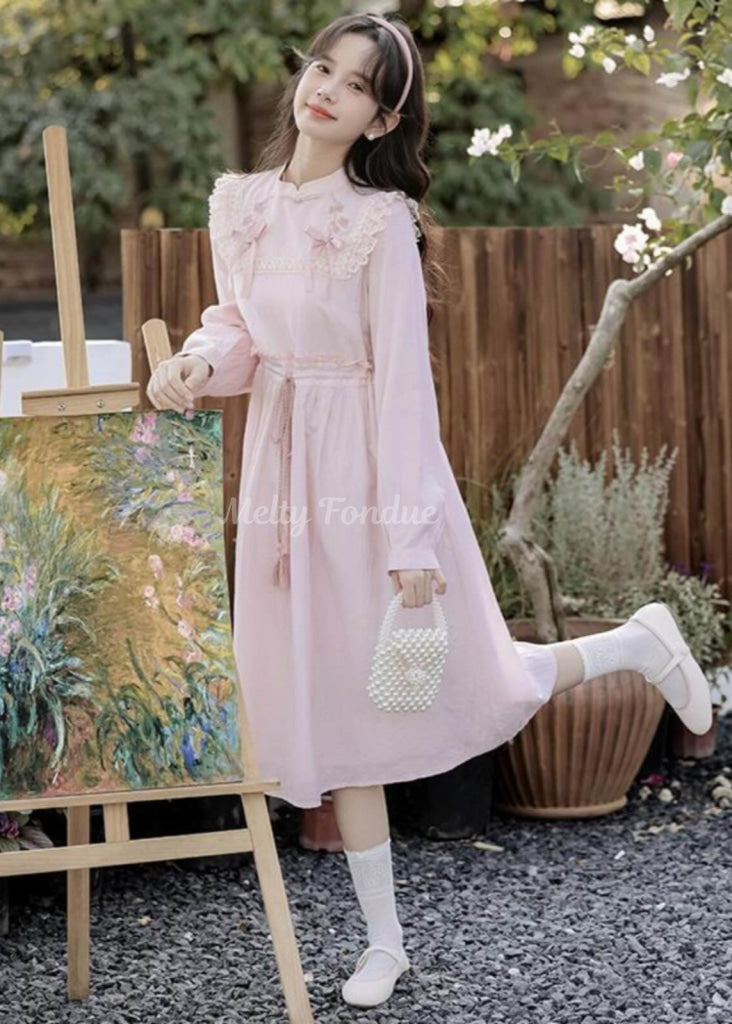 薔薇色の小道ワンピース