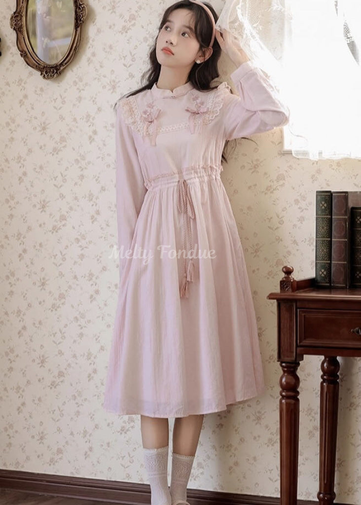 薔薇色の小道ワンピース