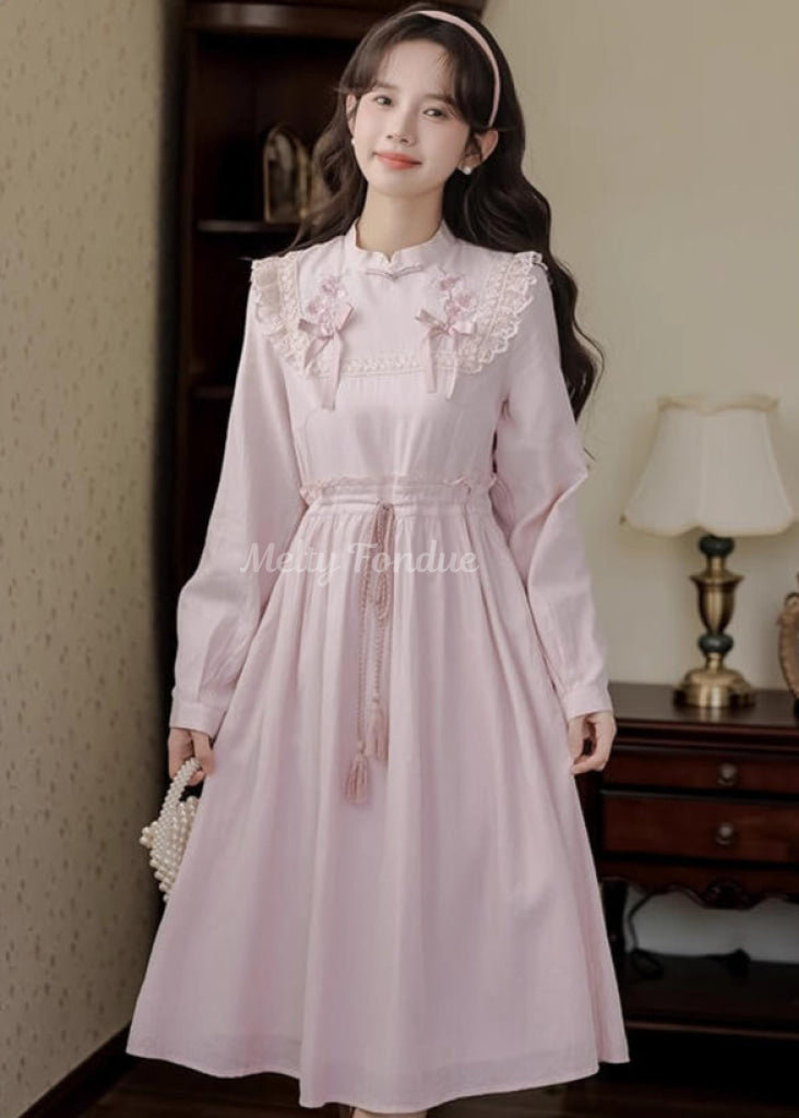 薔薇色の小道ワンピース