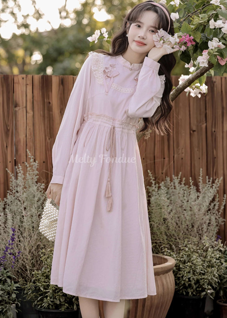 薔薇色の小道ワンピース