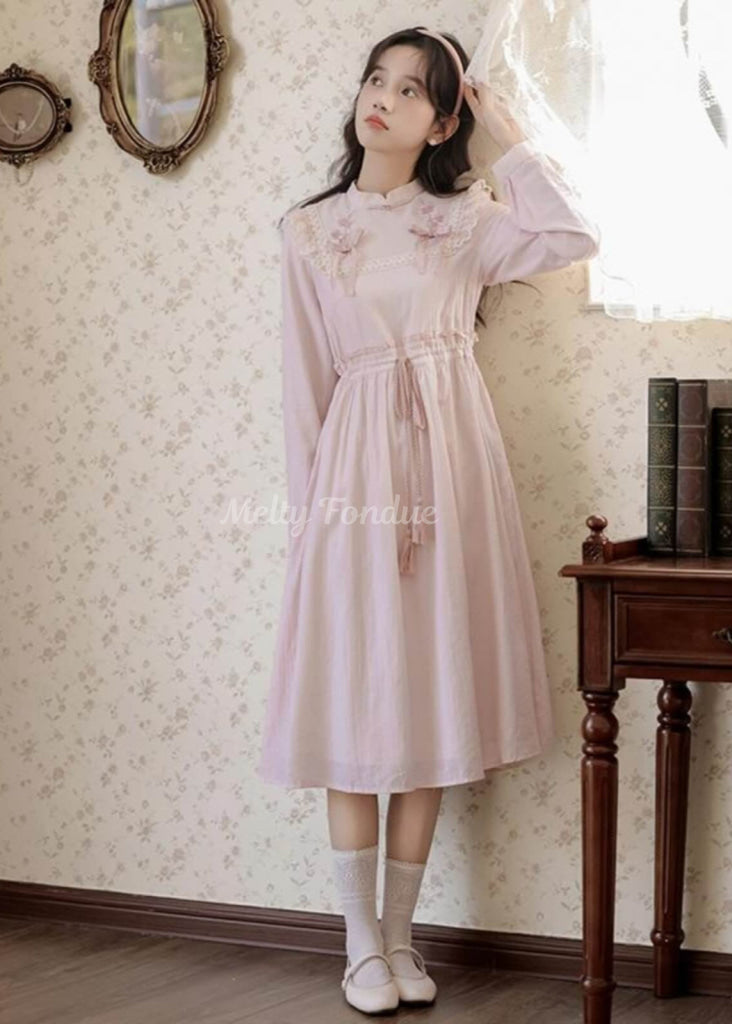 薔薇色の小道ワンピース