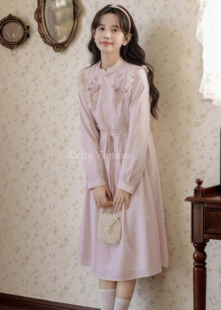 薔薇色の小道ワンピース