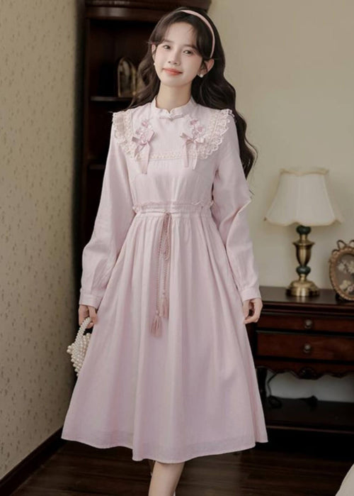 【レースが揺れる、恋する一枚】薔薇色の小道ワンピース