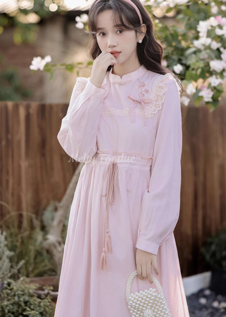 薔薇色の小道ワンピース