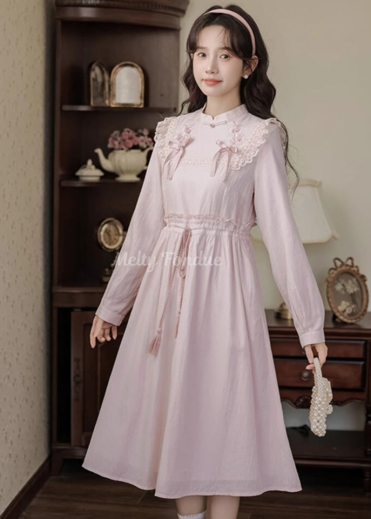 薔薇色の小道ワンピース