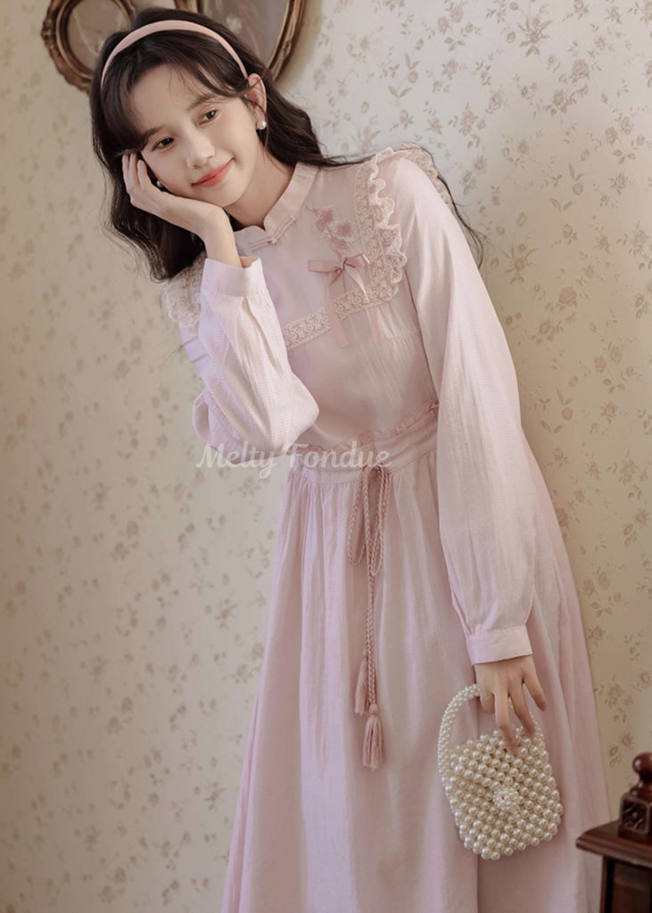 薔薇色の小道ワンピース