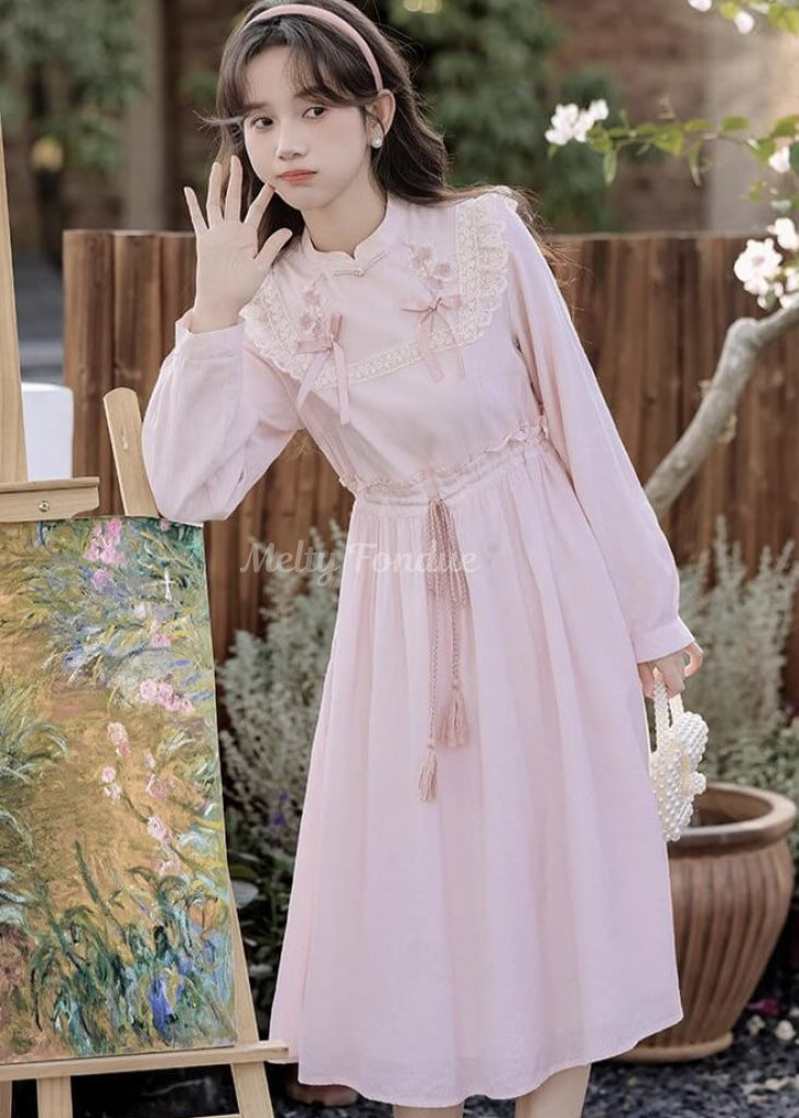 薔薇色の小道ワンピース