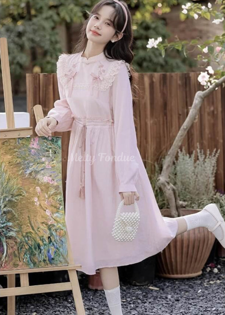 薔薇色の小道ワンピース