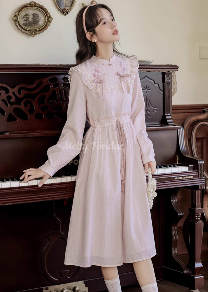 薔薇色の小道ワンピース