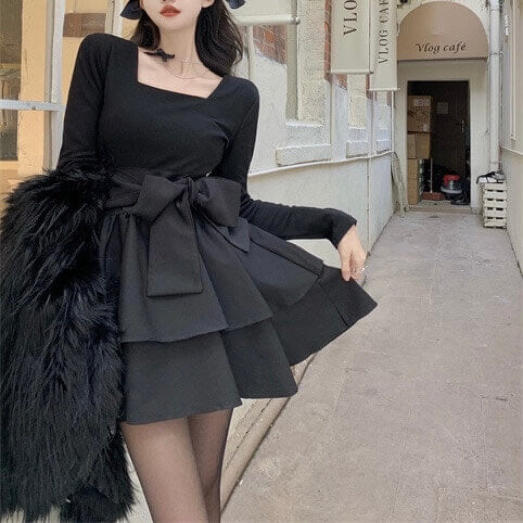 夢に見た晩餐会ワンピース（全２色） ブラック