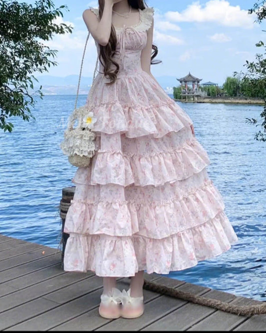 さざ波と踊る花びらワンピース（全2色）