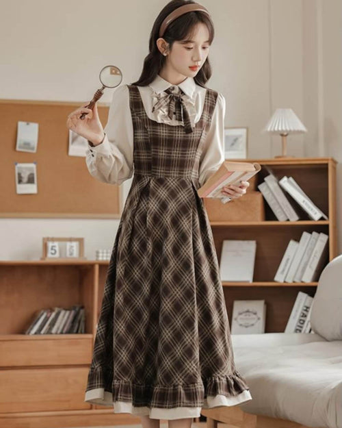 【上品クラシカル】午後の時間と小さな約束ワンピース