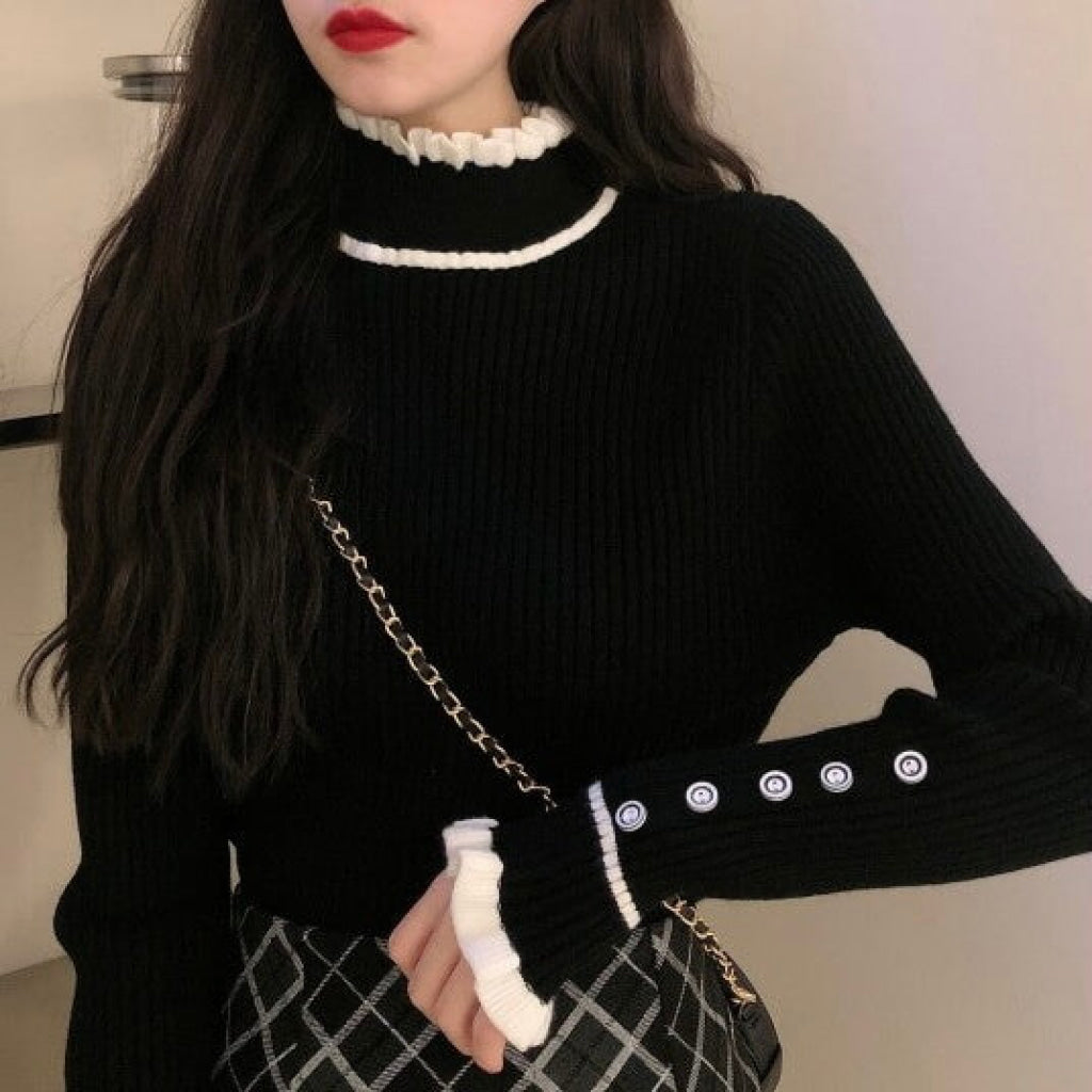 おしゃれなあの子の愛されニットトップス（全３色） ブラック