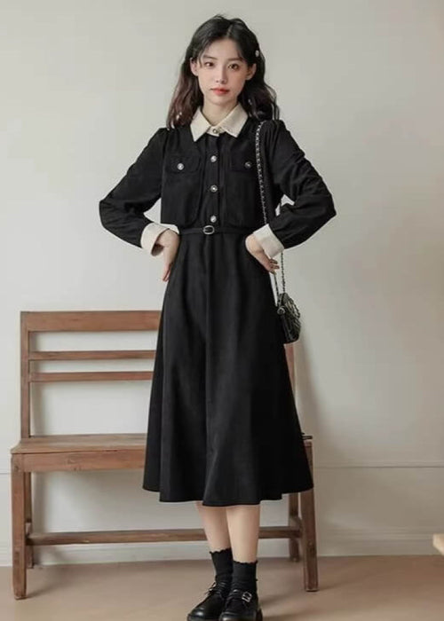 《シンプルなのに印象的》小さな王宮の午後ワンピース（全2色）